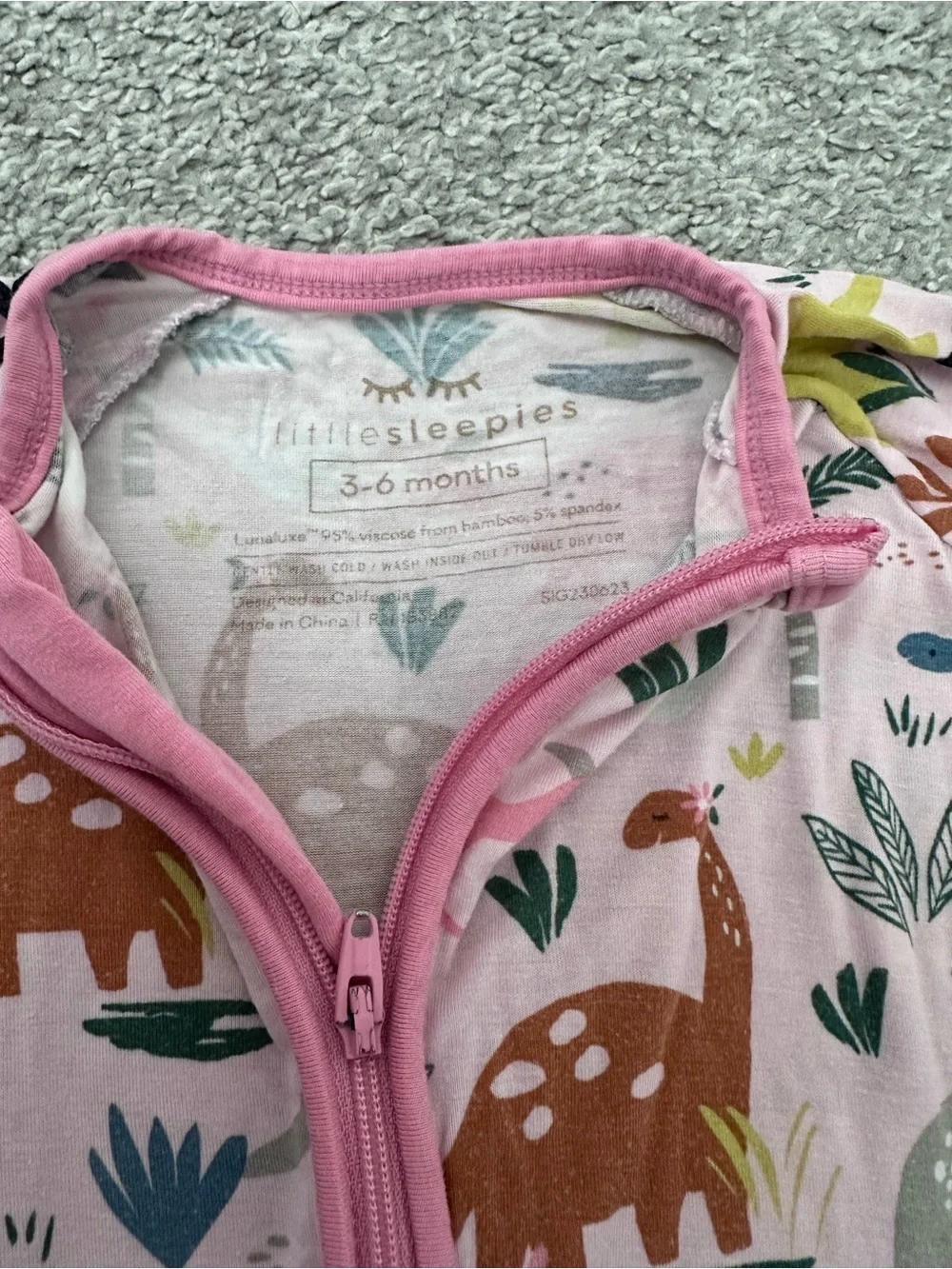 Little Sleepies Jurassic Jungle Print Zippy